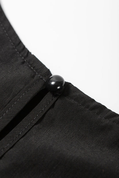 Curvy Black Swing Dress with Half Puff Sleeves