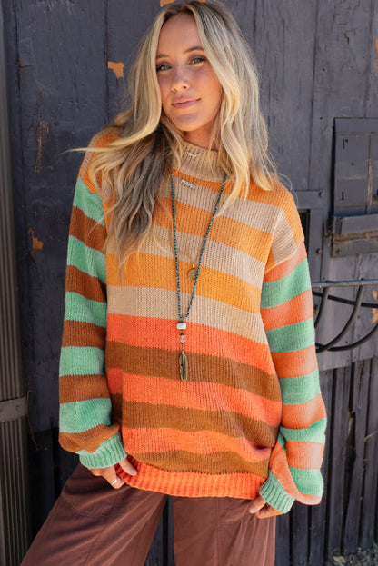 stripe color block sweater