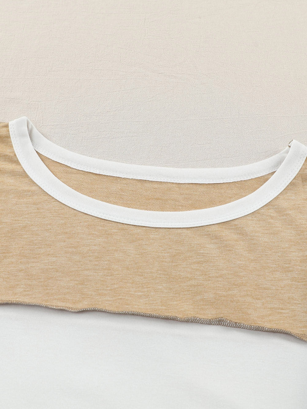 Khaki Patchwork Color Block Knit Top