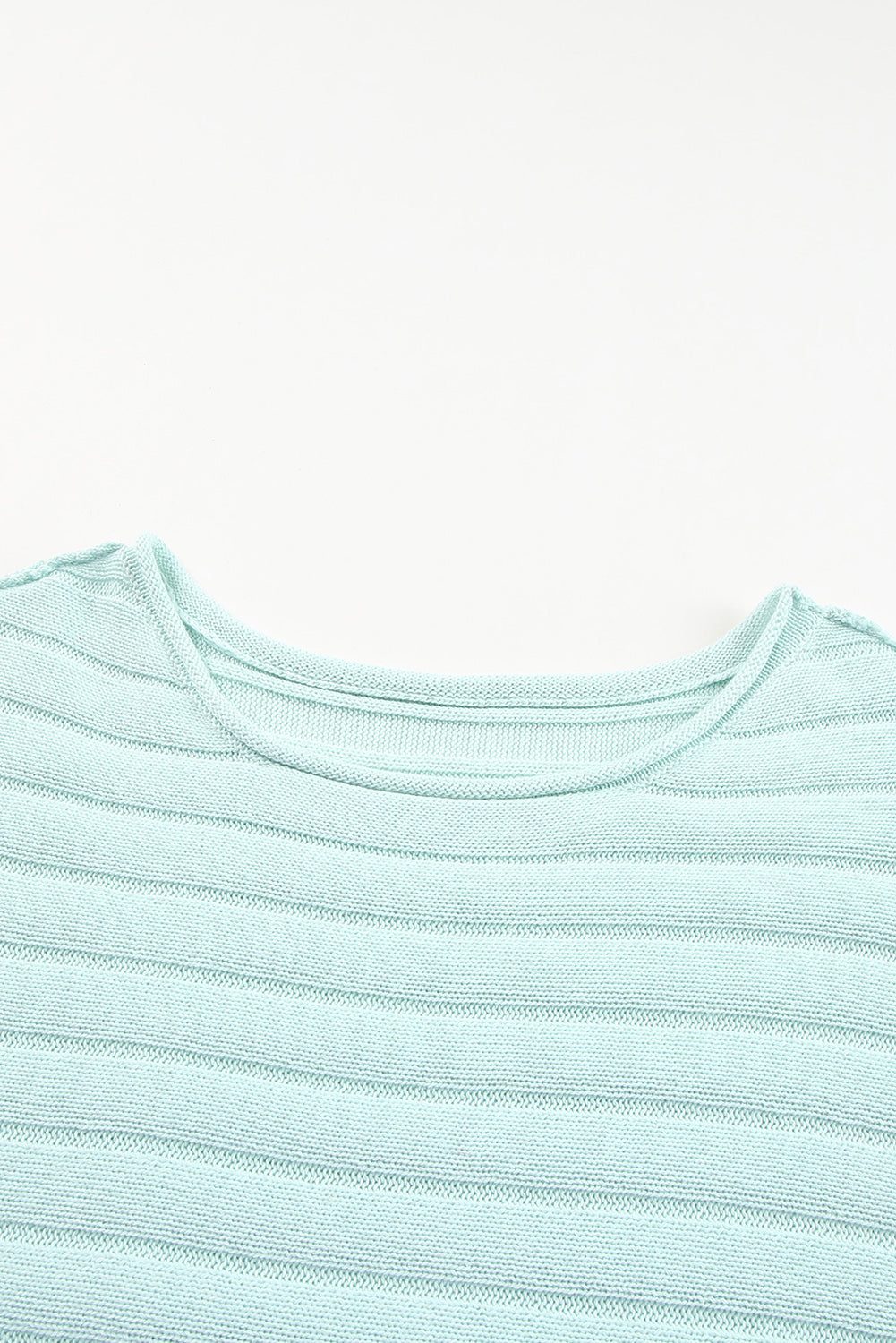 Green Exposed Seam Dolman Sleeve Ribbed Knit Top