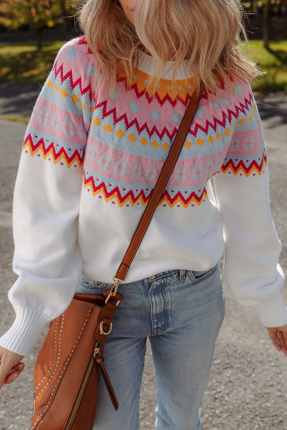 geometric print sweater