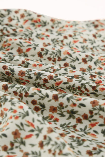 Floral Puff Sleeve Peplum Blouse