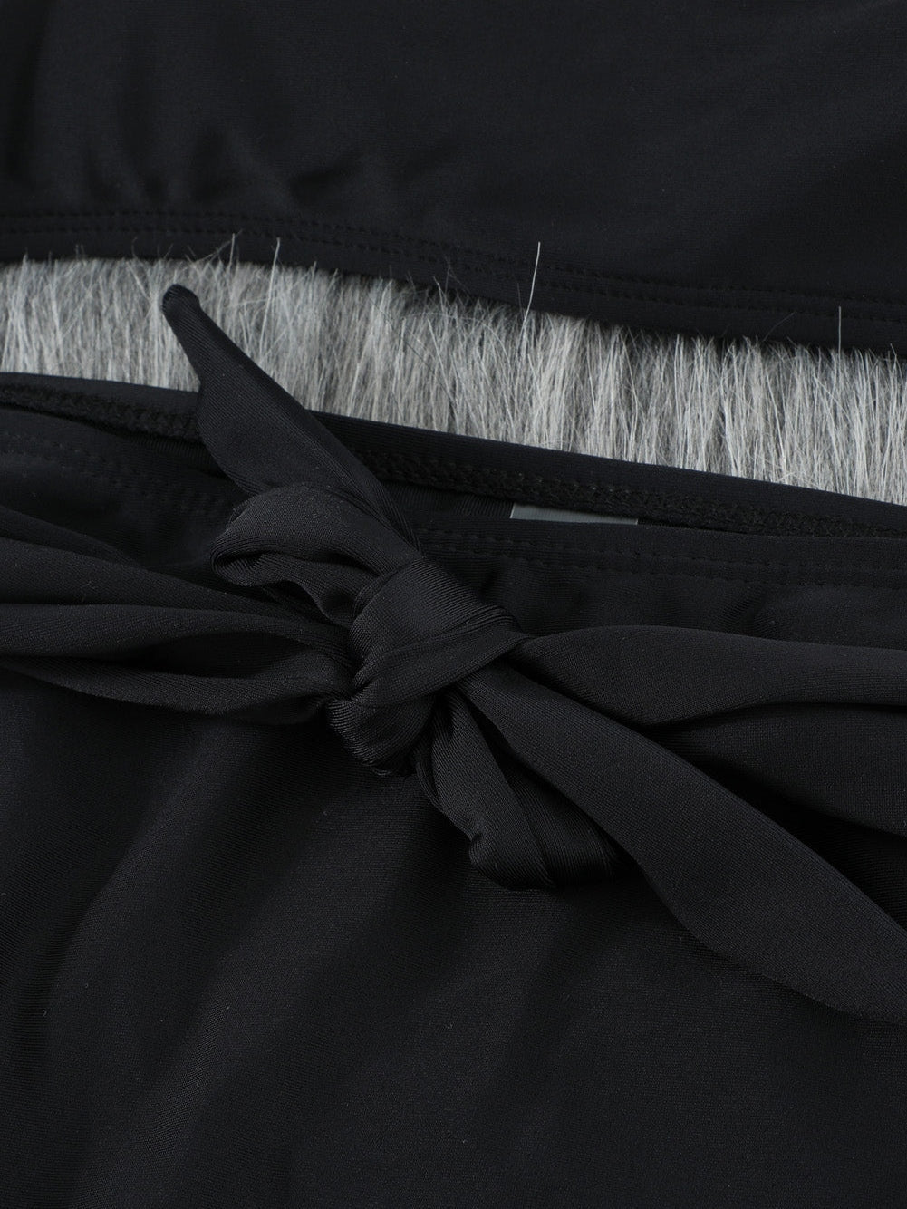 French Romance Black High Waisted Bikini with Puff Sleeves