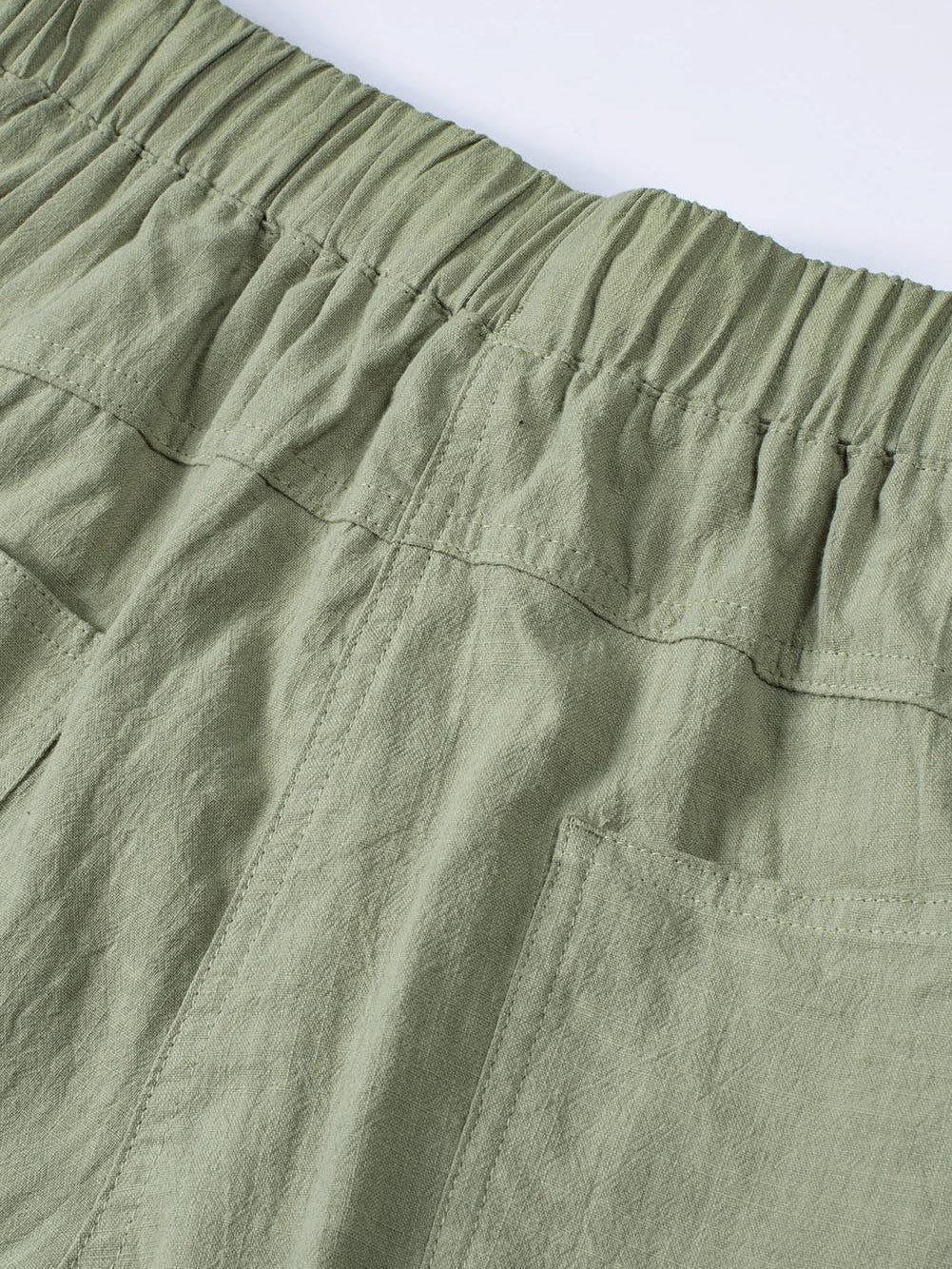Green Linen Drawstring Shorts
