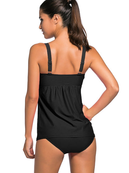 Black 2-Piece Tankini Bathing Suit with Swing Detail