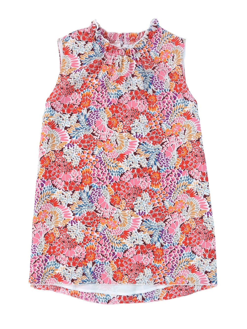 Floral Pink Sleeveless Ruffle Tank Top