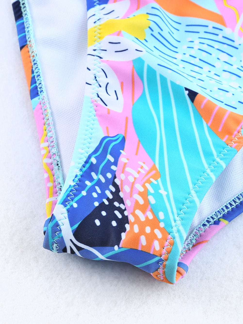 Green Floral Ruffle Square Neck High Waist Bikini Set