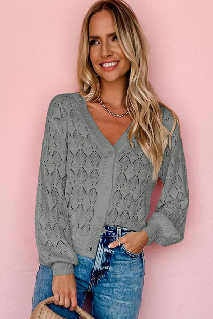 gray crochet cardigan