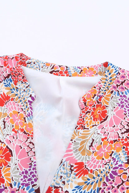 V-neck Print Split Long Dress