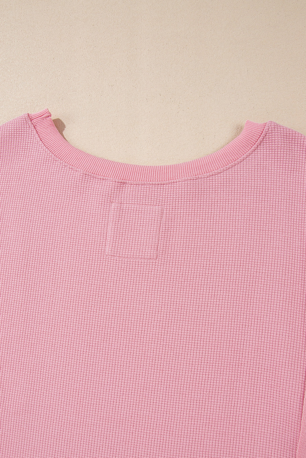 Pink Waffle knit Bishop Sleeve Split Oversized Top