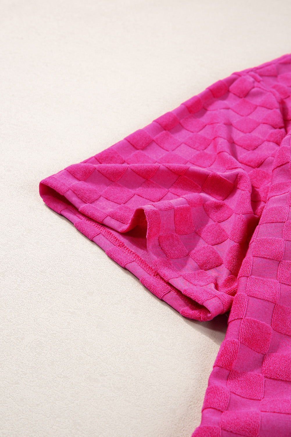 Peach Blossom Checkered Terry Knit Plus Size 2-Piece Shorts Set