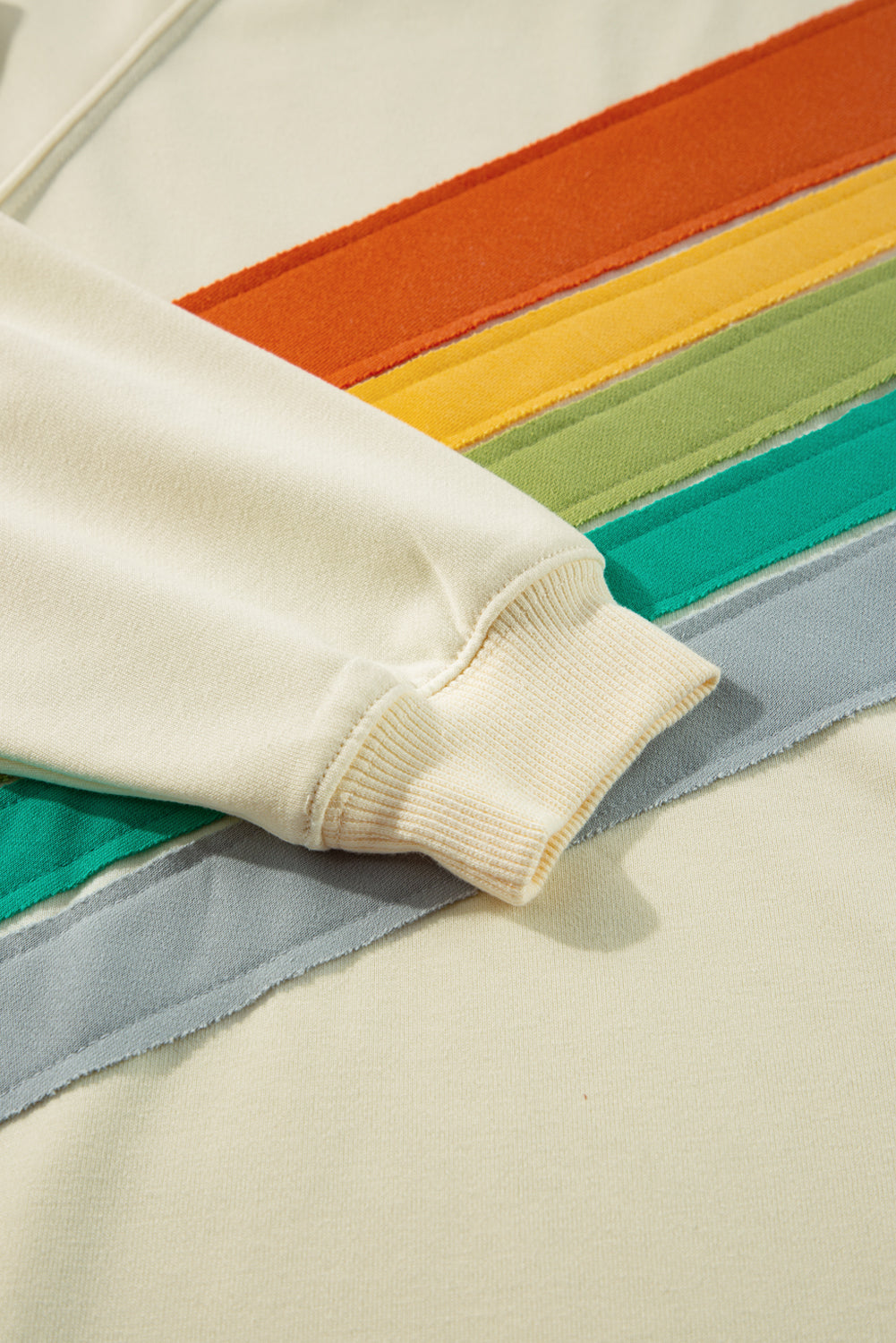 Apricot Rainbow Colorblock Striped Pullover Sweatshirt