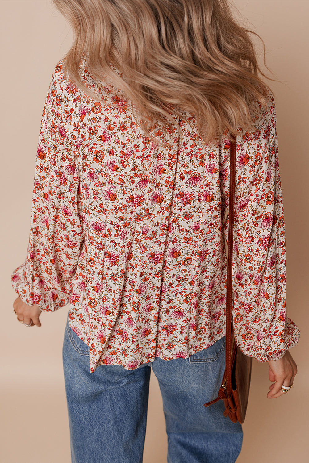 red floral blouse