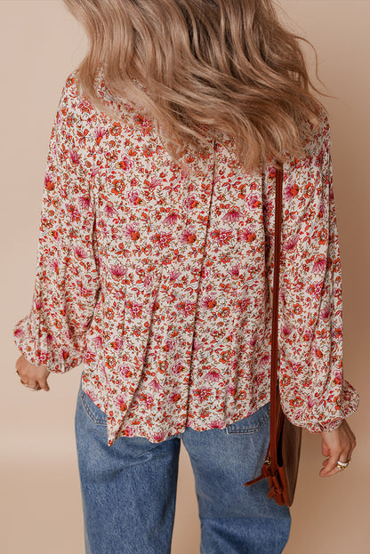red floral blouse