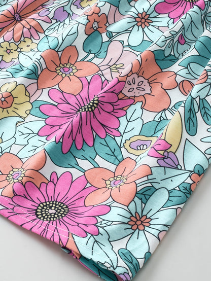 Summer Blossom V Neck Plus Size Blouse for Women