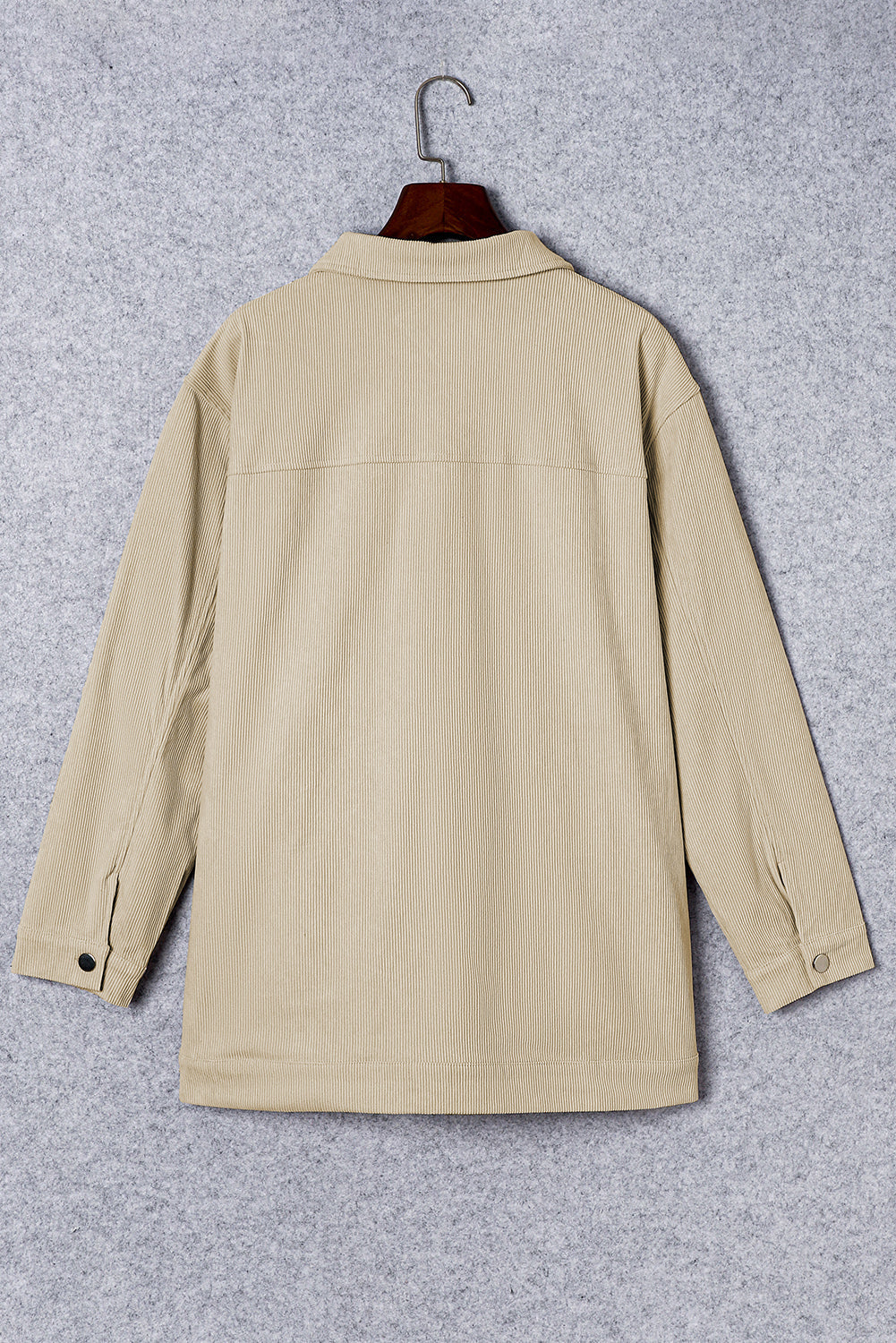 Khaki Oversized Crochet Detail Corduroy Shacket