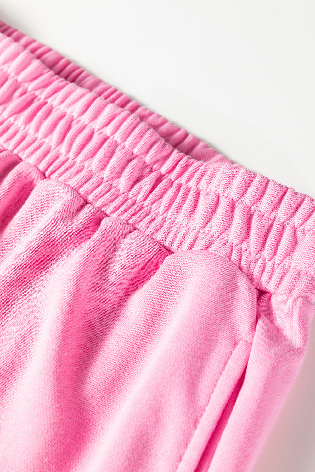 Sachet Pink Girly Bow Embroidered Detail Puff Sleeve Pullover 2pcs Short Set