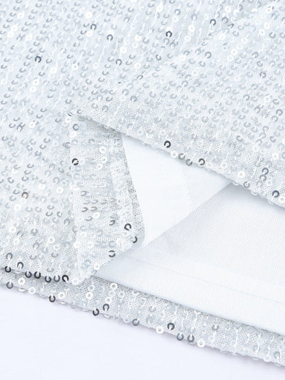 Apricot Sparkle Sleeveless Top with Round Neck