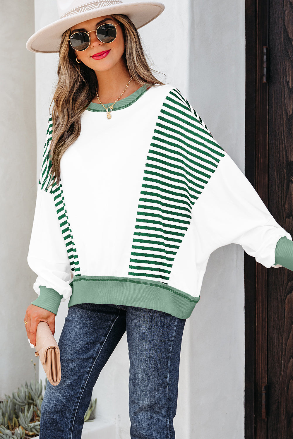 striped baggy sweatshirt