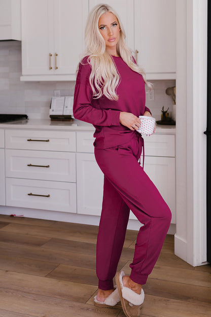 Color Long Sleeve Long Pants Pajamas Set