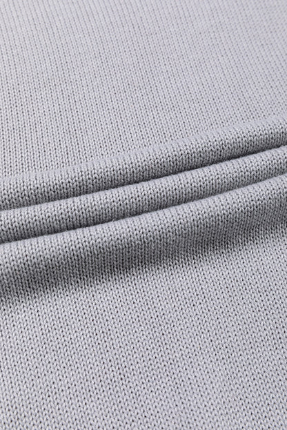 Elegant Grey Patchwork Bishop Sleeve Knit Sweater