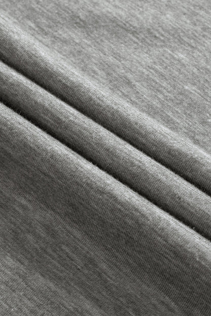 Chic Gray V Neck Batwing Sleeve Plus Size Top