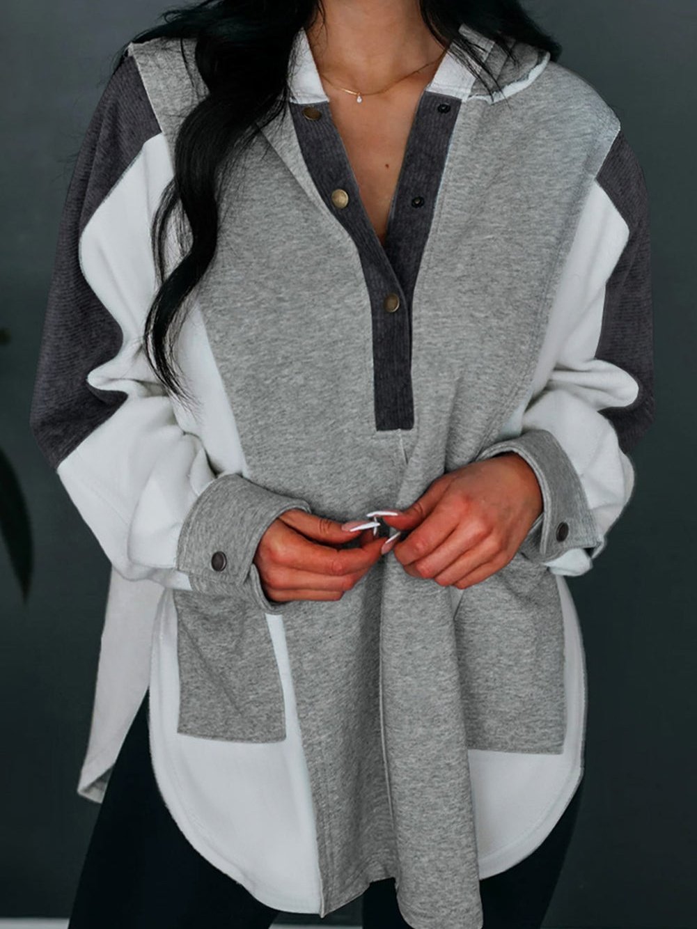 Pleated Polka Dot Tie Stand Collar Mini Dress