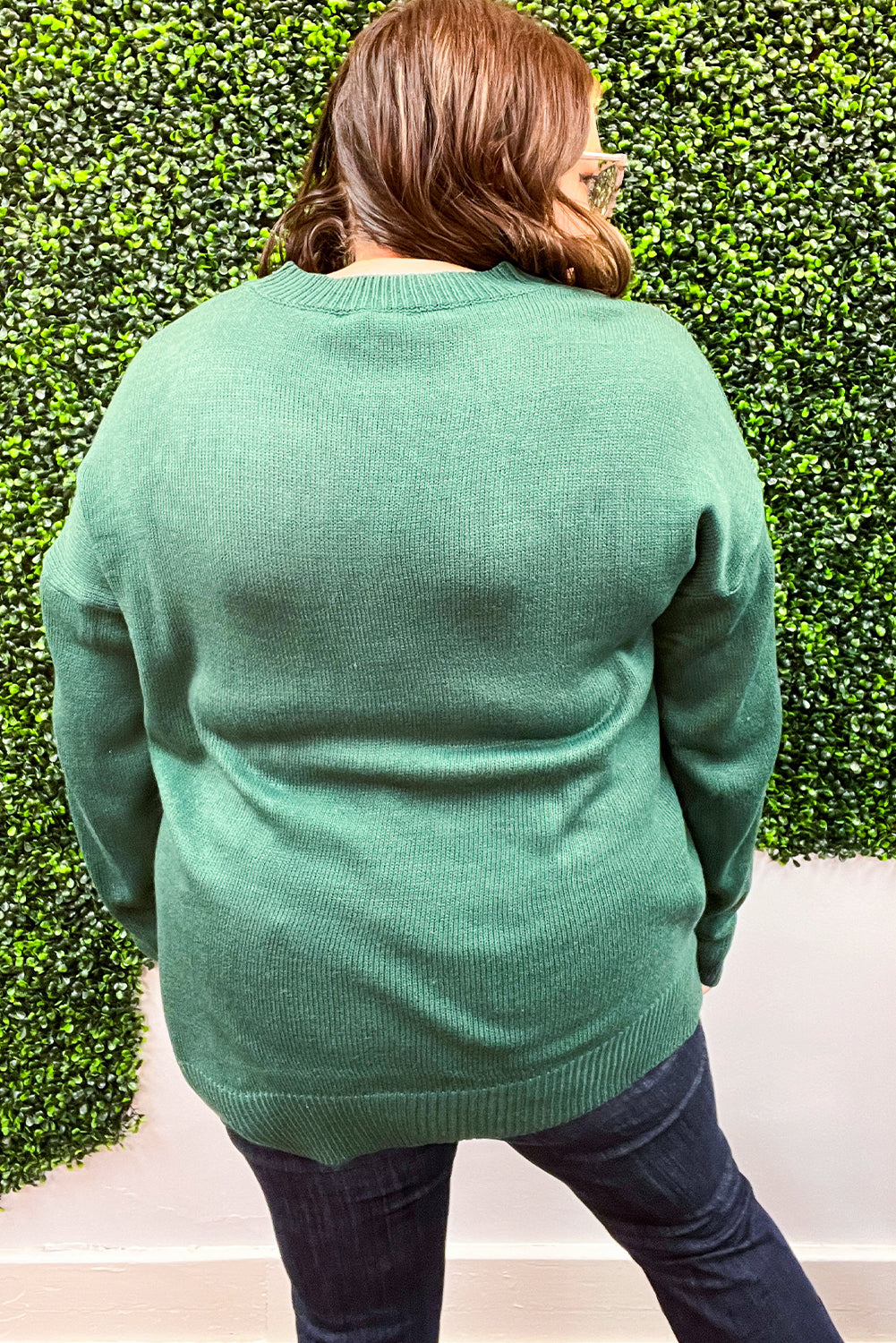 Evergreen merry Tinsel Letter Graphic Plus Size Sweater