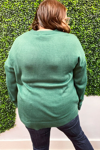 Evergreen merry Tinsel Letter Graphic Plus Size Sweater