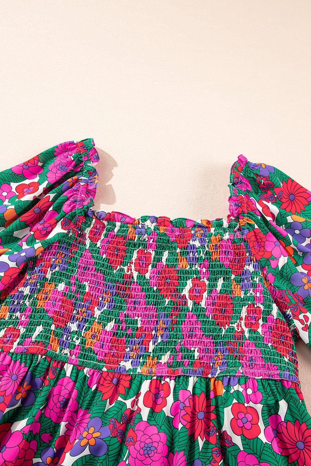 plus size floral long sleeve dress