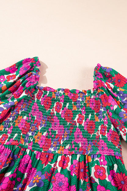 plus size floral long sleeve dress