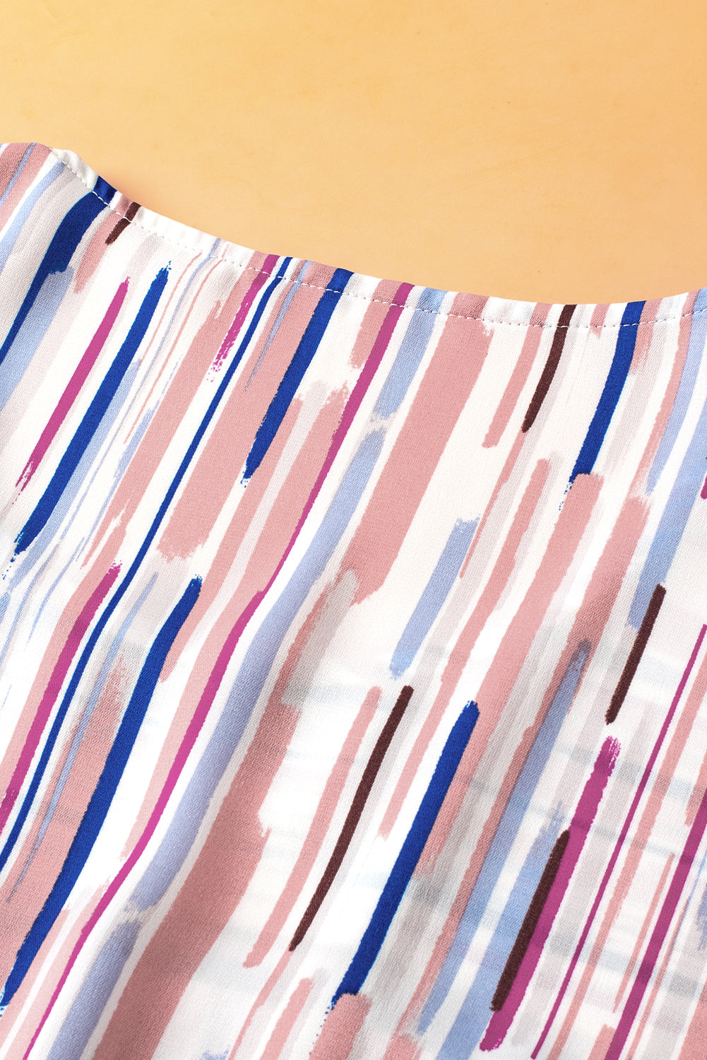 White Striped Ruffle Short Sleeve Plus Size Top