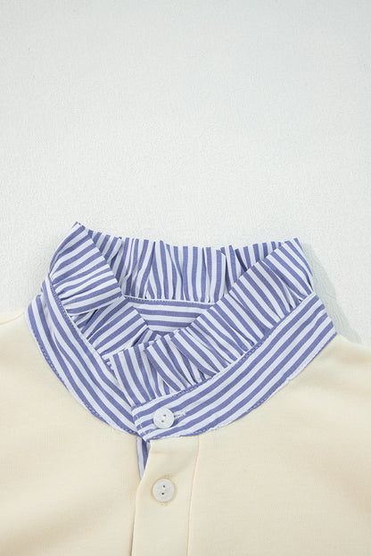 striped collar sweatshirt