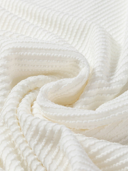 White Ribbed Colorblock Plus Size T-Shirt