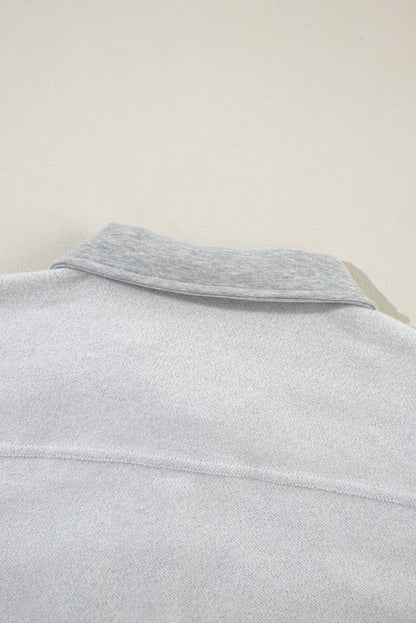 Light Grey Flap Pockets Contrast Buttons Front Jacket Vest