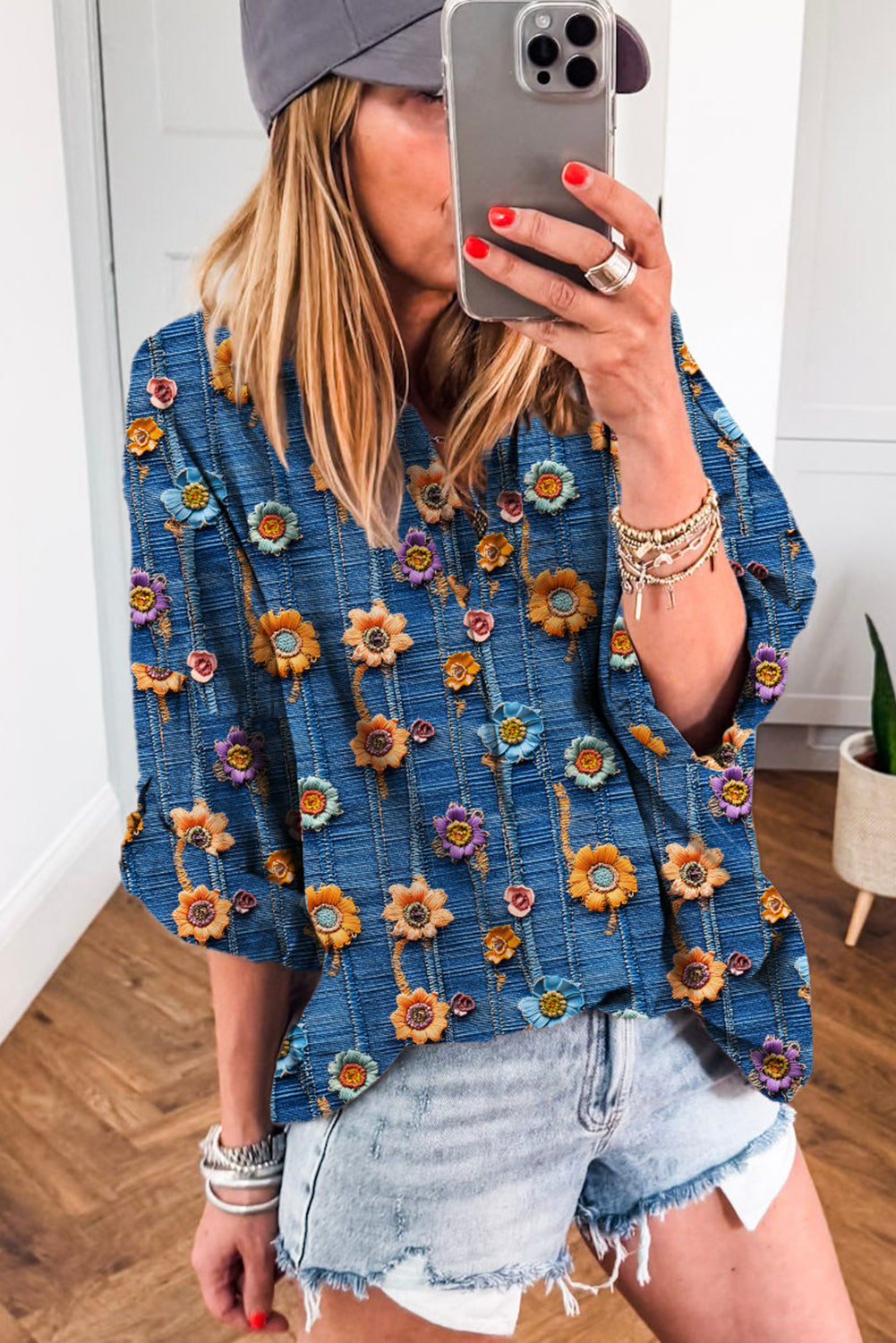 blue floral top