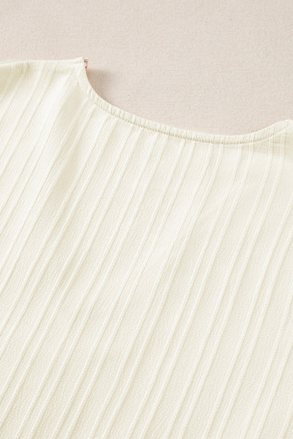 Elegant Beige Lace Detail Petal Sleeve Plus Size Blouse