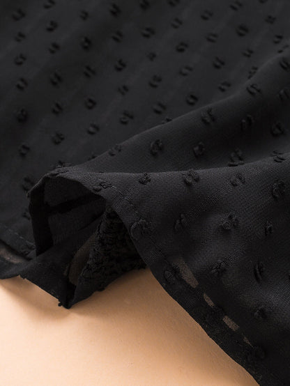 Elegant Swiss Dot Lace Detailed V-Neck Blouse