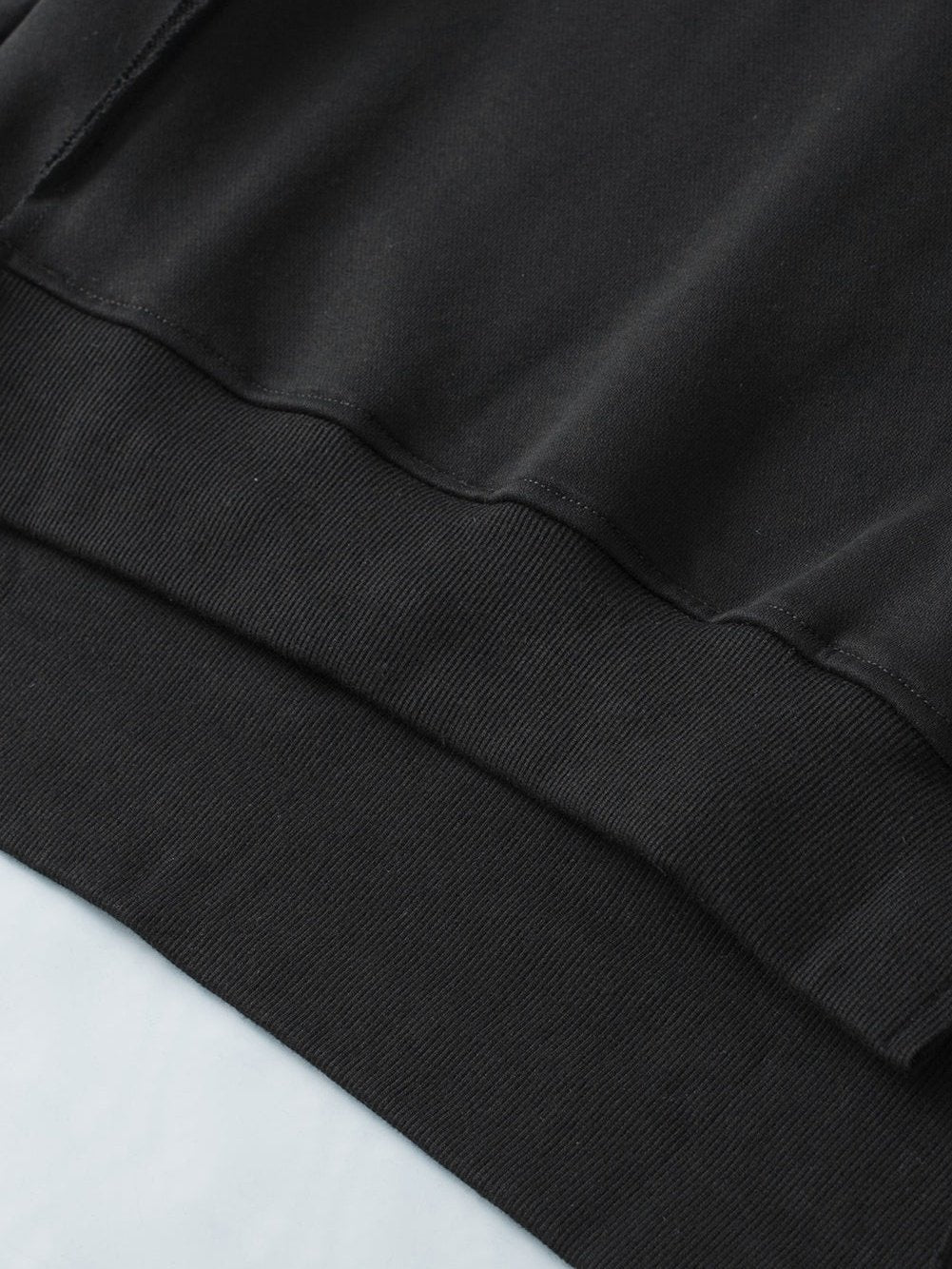 Elegant Black Seam Detail Drop Shoulder Split Hem Sweatshirt