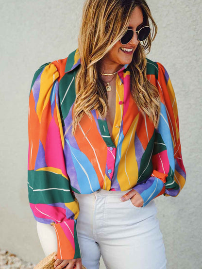 Multicolor Flora Print Plus Size Shirt