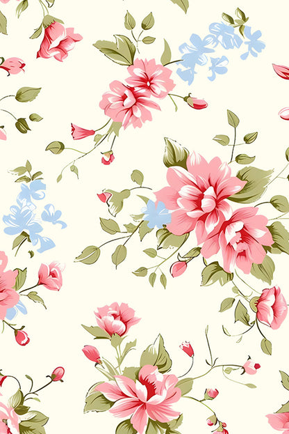 Apricot Striped Edge 3/4 Puff Sleeve Floral Dress