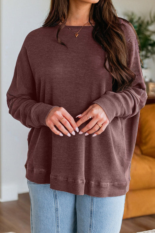 textured long sleeve top