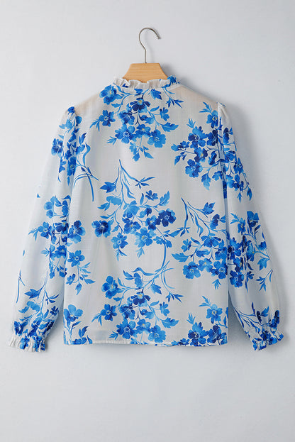 blue floral blouse