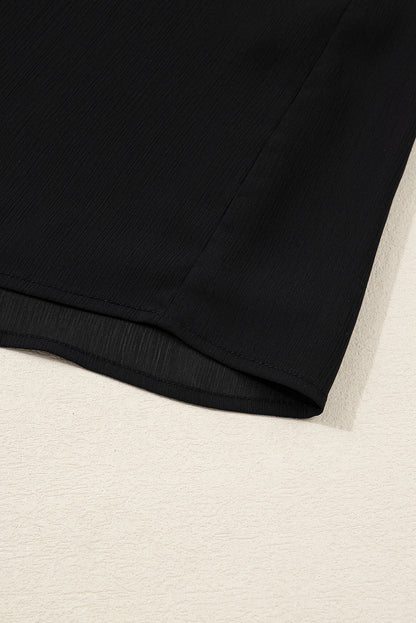 Black Ruffle Balloon Sleeve Chiffon Elegant Plus Size Shirt