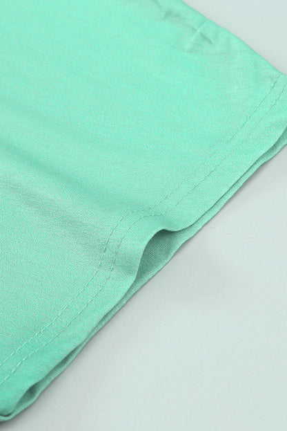 Green Striped Short Sleeve T-Shirt with Pocket and Gradient Color Detail