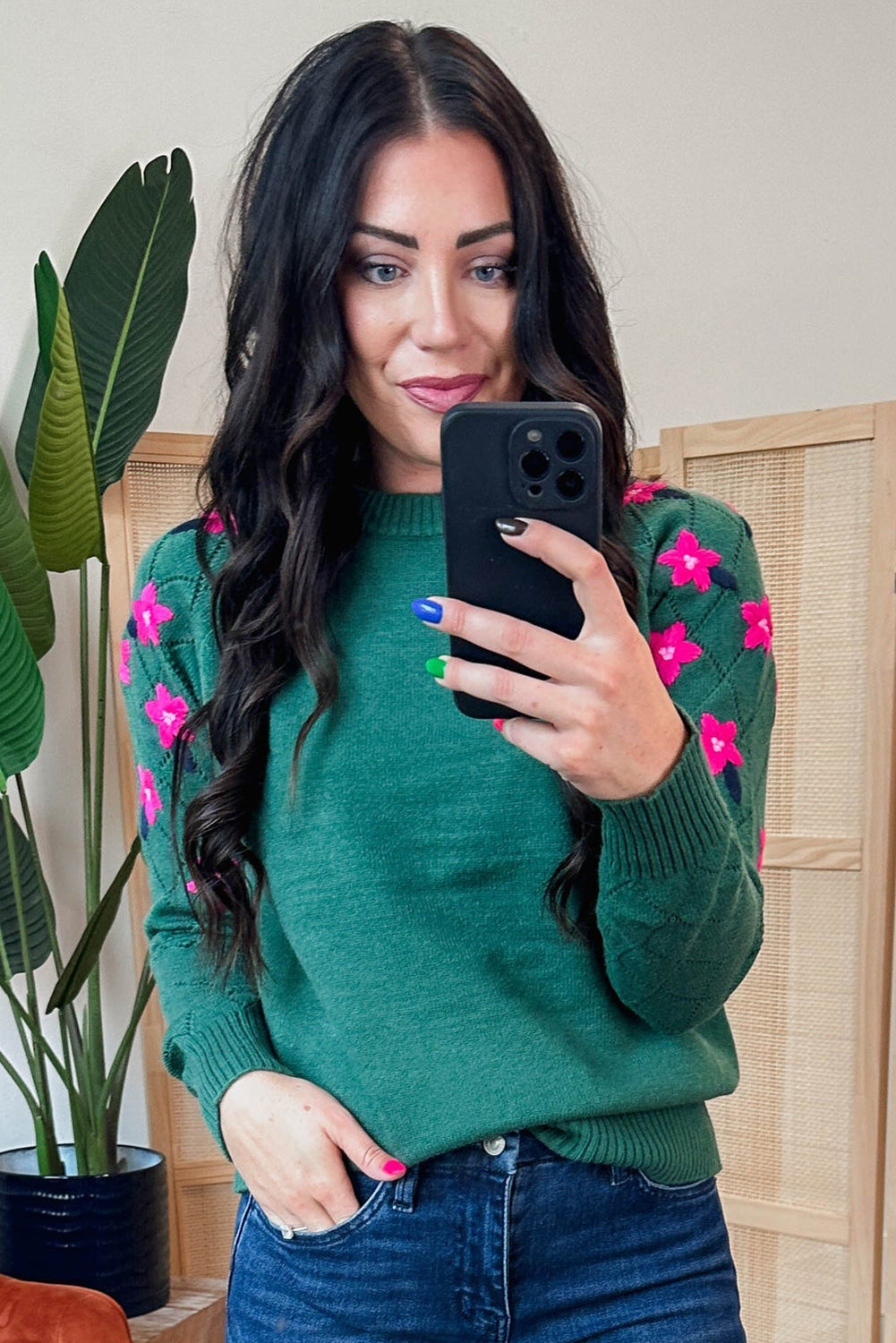 Evergreen Hazel Floral Embroidered Sweater