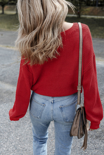 red v neck sweater