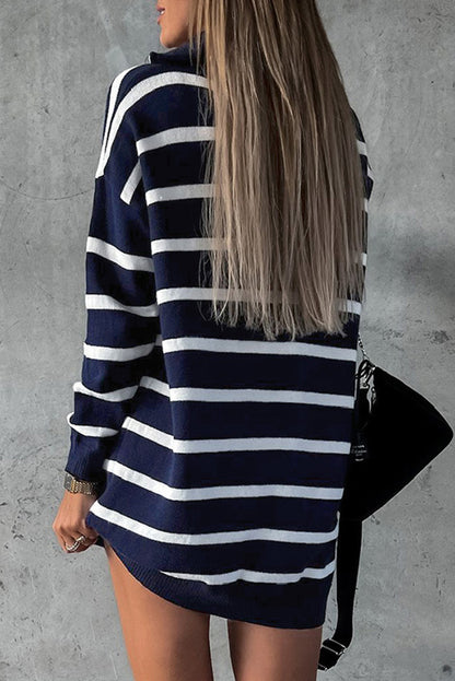 blue striped sweater dress