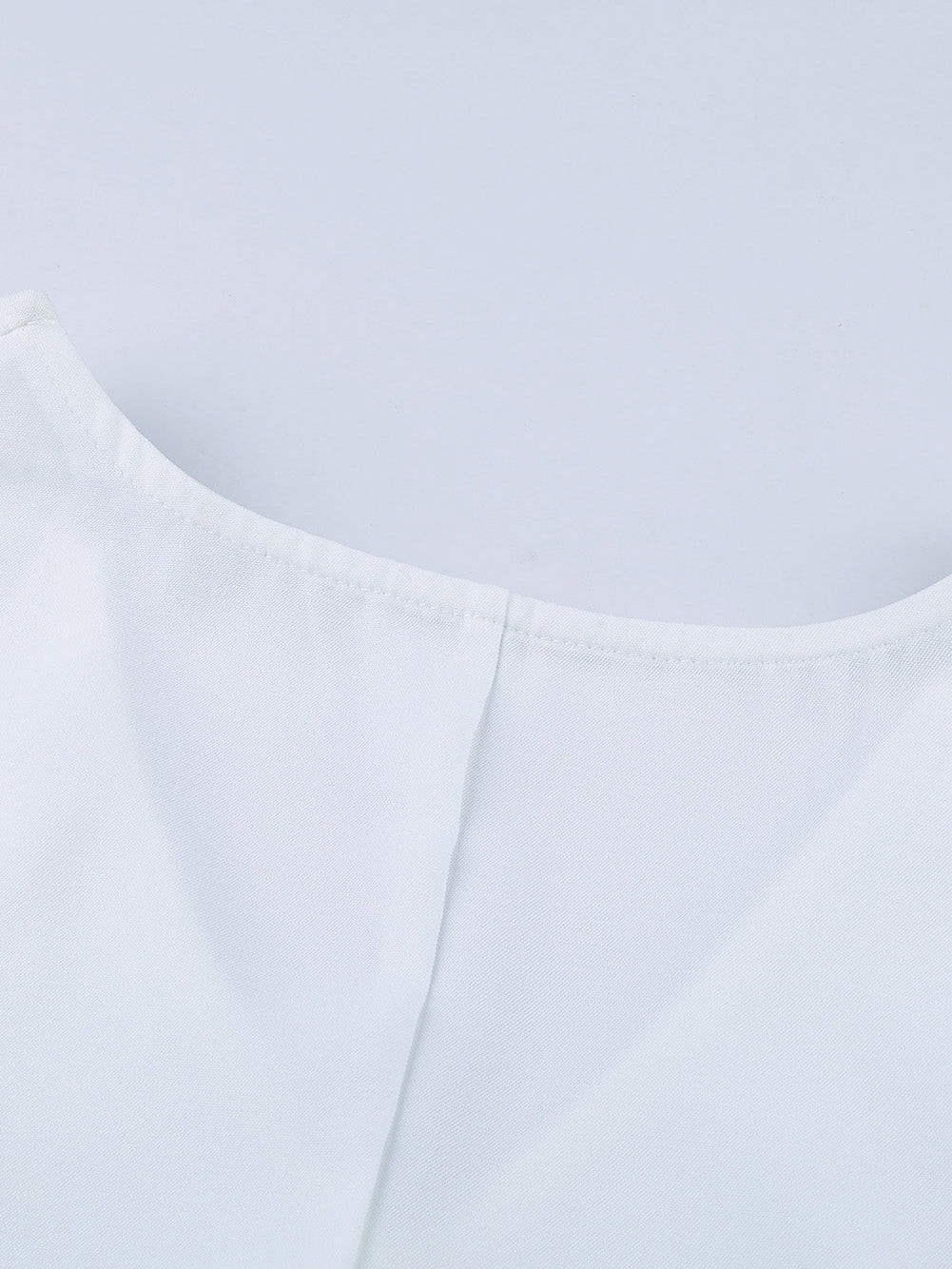 Elegant White V Neck High Low Hem Blouse