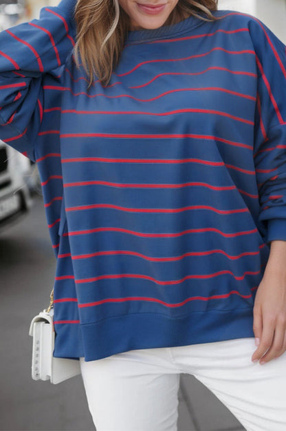 stripe print sweatshirt